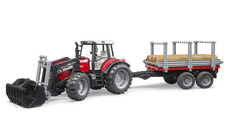Bruder Massey Ferguson 7840 + Frontloader and timber trailer