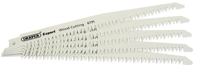 Expert 200mm 6tpi Bi-Metal Reciprocating Saw Blades for Wood Cutting - Pack of 5 Blades