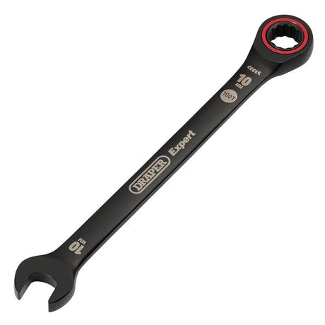 Draper Expert Hi-Torq Metric Ratchet Combination Spanner, 10mm, Black