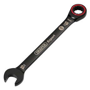Draper Expert Hi-Torq Metric Ratchet Combination Spanner, 15mm, Black