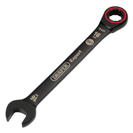 Draper Expert Hi-Torq Metric Ratchet Combination Spanner, 16mm, Black