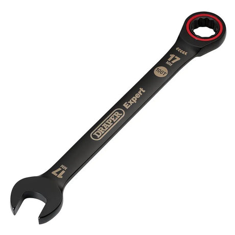 Draper Expert Hi-Torq Metric Ratchet Combination Spanner, 17mm, Black
