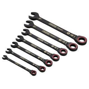 Draper Expert Hi-Torq Metric Ratchet Combination Spanner Set, Black (7 Piece)
