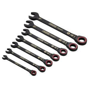Draper Expert Hi-Torq Metric Ratchet Combination Spanner Set, Black (7 Piece)