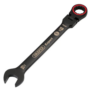 Draper Expert Hi-Torq Metric Flexible Head Ratchet Combination Spanner, 19mm, Black