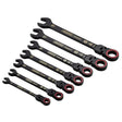 Draper Expert Hi-Torq Metric Flexible Head Ratchet Combination Spanner Set, Black (7 Piece)
