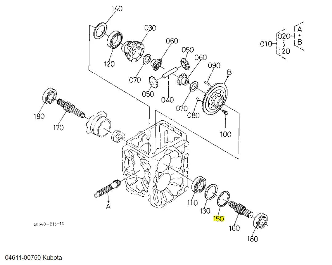 04611-00750 Kubota CIR-CLIP, Internal - OEM Replacement for Differentials, Bevel Gears & More