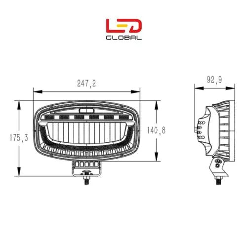 LED Global 10 Inch LED Driving Light with Dual Colour Position & Amber Strobe - LG934