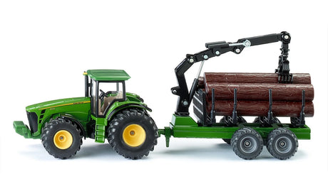 SIKU John Deere 8430 Tractor with Forestry Trailer Toy - 1:50 Scale | SIKUFARMER Series