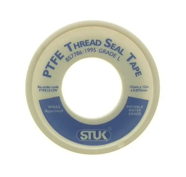 12mm x 12m PTFE Tape - Thread Seal Tape for Plumbing & Fittings