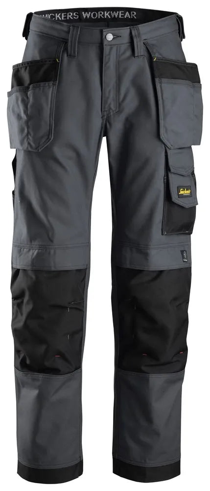Snickers 3214 Canvas+ Craftsmen Holster Pockets Trousers - Grey/Black