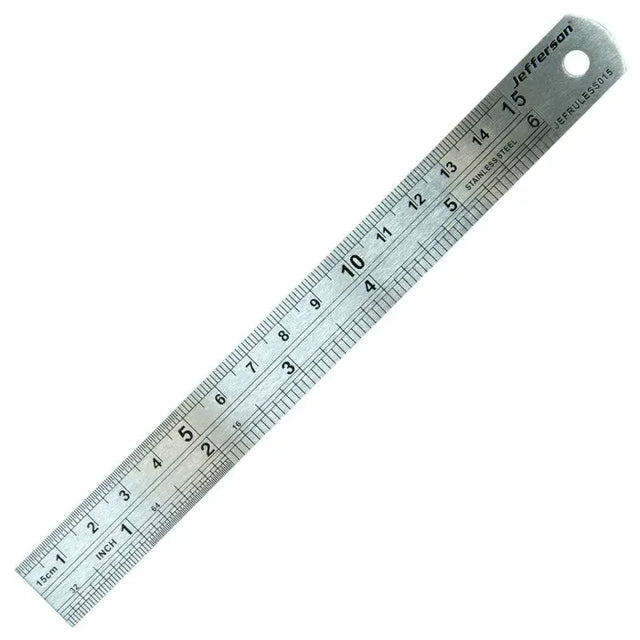 15cm Stainless Steel Ruler - Metric and Imperial Graduations with Protective Wallet