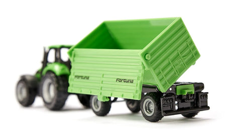 Siku Deutz Fahr Tractor with Fortuna 2 Axle Trailer 1:87