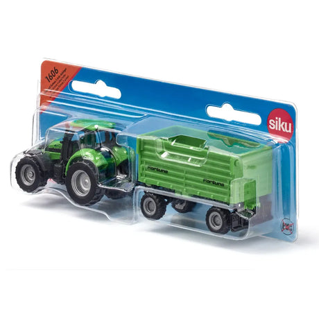 Siku Deutz Fahr Tractor with Fortuna 2 Axle Trailer 1:87