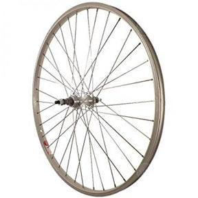 26-Inch Alloy Rear Wheel for 8-Speed Cassette, Quick Release Axle - Silver
