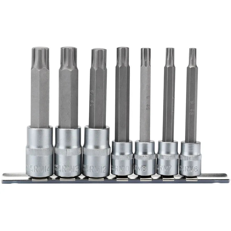 Draper Ribe Socket Bit Set 3/8", 1/2" Sq. Dr. (7 Piece)