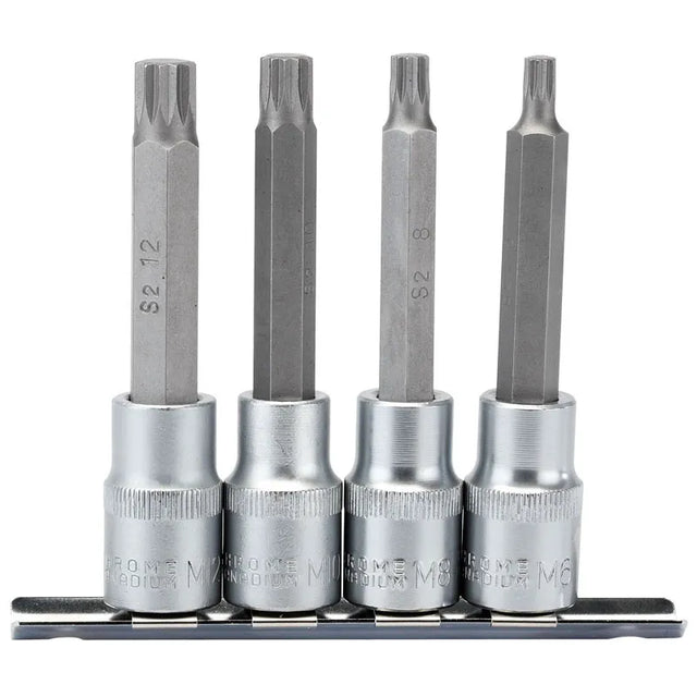 Draper Spline Socket Bit Set 1/2" Sq. Dr. (4 Piece)