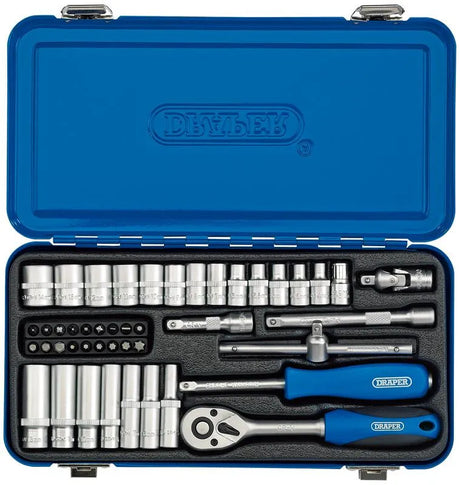 Draper 1/4" Sq. Metric Socket Set in Metal Case (45 Piece)