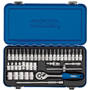 Draper Metric Socket Set In Metal Case, 1/4" Sq. Dr. (38 Piece)