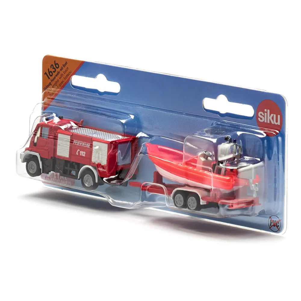 Siku Unimog Fire Engine with Boat 1:87