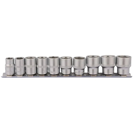 Draper Socket Set on Metal Rail 3/8" Sq. Dr. (10 Piece)