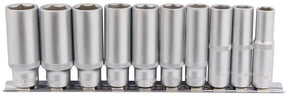 Draper 3/8" Sq. Deep Socket Set on Metal Rail (10 Piece)