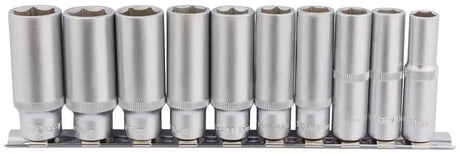 Draper 3/8" Sq. Deep Socket Set on Metal Rail (10 Piece)