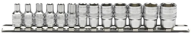 Draper 1/4" Sq. Metric Socket Set on Metal Rail (13 Piece)