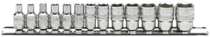 Draper 1/4" Sq. Metric Socket Set on Metal Rail (13 Piece)