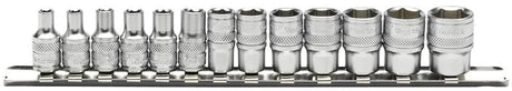 Draper 1/4" Sq. Metric Socket Set on Metal Rail (13 Piece)