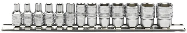 Draper 1/4" Sq. Metric Socket Set on Metal Rail (13 Piece)