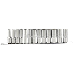Draper Imperial Deep sockets on a Metal Rail, 1/2" Sq, Dr, (13 Piece)