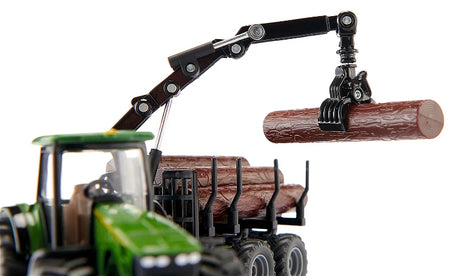 SIKU John Deere 8430 Tractor with Forestry Trailer Toy - 1:50 Scale | SIKUFARMER Series
