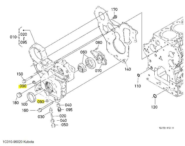 Kubota Plug 1C010-96020 - Genuine Gear Case and Front Cover Drain Plug