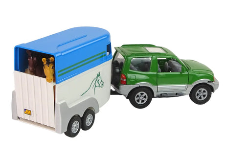 2-Play Die-Cast Mitsubishi with Horse Box & 2 Horses | Pull-Back Action | Interactive Toy Set