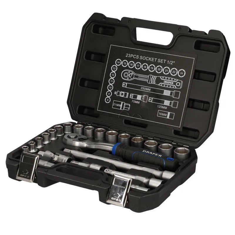 Draper Hi-Torq Metric Socket Set 1/2" Sq. Dr. (23 Piece)