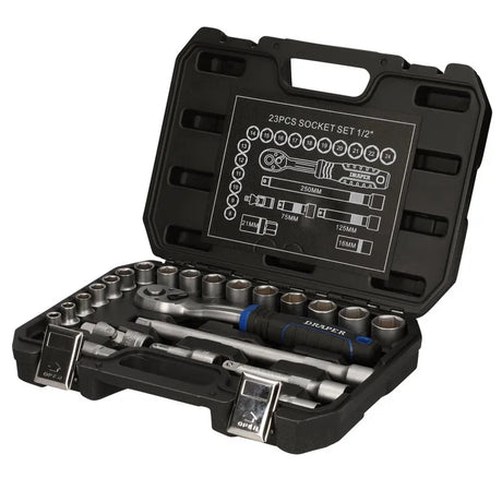 Draper Hi-Torq Metric Socket Set 1/2" Sq. Dr. (23 Piece)