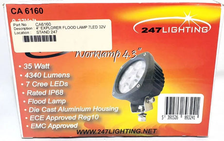 247 4″ Explorer Work Lamp | 5000 Lumens, 35W, IP68 Rated Flood Lamp - CA 6160