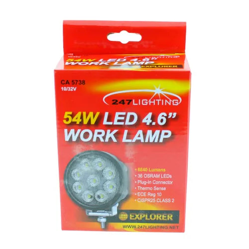 247 4.6" LED Work Lamp 54W - High Performance Waterproof Flood Beam Light - CA5738