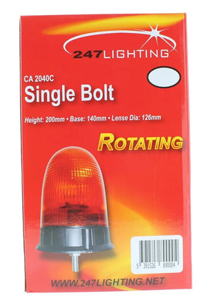 247 Single Bolt Rotating Beacon | 12-24V, 55-70W, IP56 Rated Amber Beacon - CA 2040C
