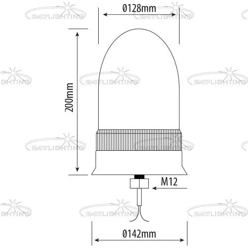 247 Single Bolt Rotating Beacon | 12-24V, 55-70W, IP56 Rated Amber Beacon - CA 2040C