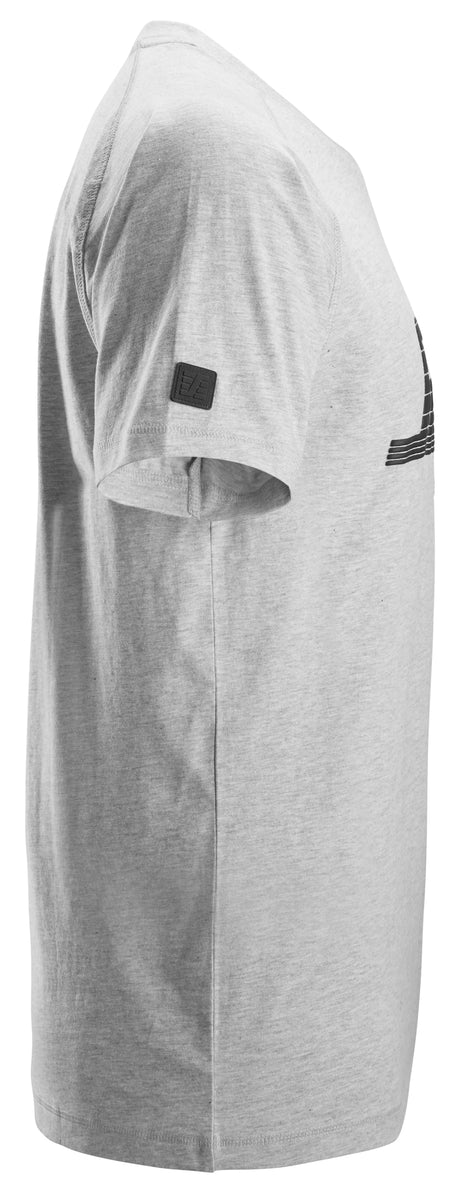 Snickers Logo T-Shirt Grey Melange 2590 | Soft & Comfortable Everyday Workwear Tee