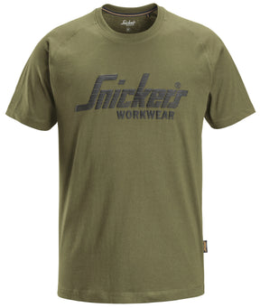 Snickers Logo T-Shirt Khaki Green 2590 | Soft & Comfortable Everyday Workwear Tee