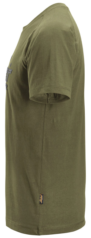 Snickers Logo T-Shirt Khaki Green 2590 | Soft & Comfortable Everyday Workwear Tee