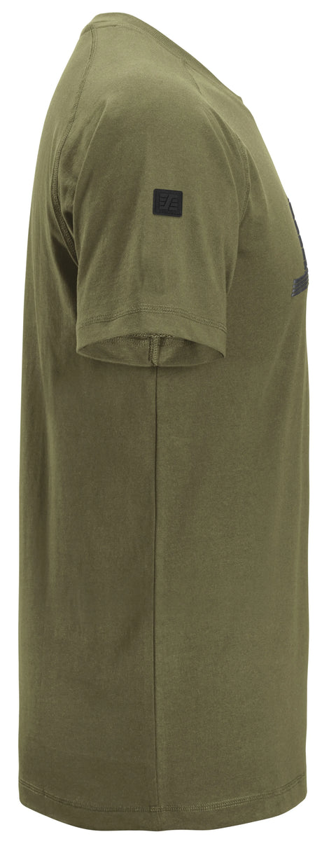 Snickers Logo T-Shirt Khaki Green 2590 | Soft & Comfortable Everyday Workwear Tee