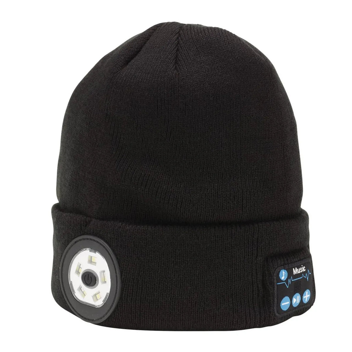 Draper Smart Wireless Rechargeable Beanie with LED Head Torch and USB Charging Cable, Black, One Size (28346)