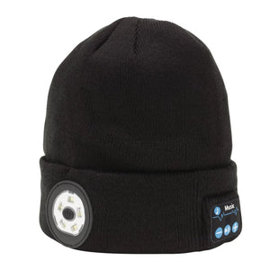 Draper Smart Wireless Rechargeable Beanie with LED Head Torch and USB Charging Cable, Black, One Size (28346)