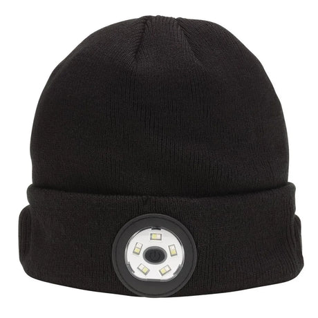 Draper Smart Wireless Rechargeable Beanie with LED Head Torch and USB Charging Cable, Black, One Size (28346)