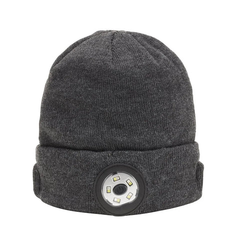 Draper Smart Wireless Rechargeable Beanie with LED Head Torch and USB Charging Cable, Grey, One Size (28351)