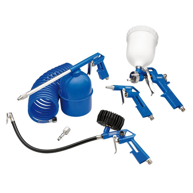 Draper 5pc Air Tool Kit, 1/4" BSP - Multi-Application Set for Spraying, Inflating & Cleaning